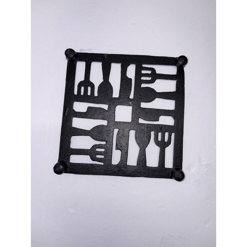 Vintage Cast Iron Farmhouse Trivet Fork Spoon Knife Cottage core Farmhouse - Picture 4 of 4